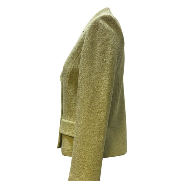 St John Cropped Textured Green Button-Up Jacket Size 6 - Picture 4 of 7